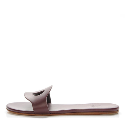 Hermes Calfskin Lisboa Sandals 38 Bordeaux 1 of 7