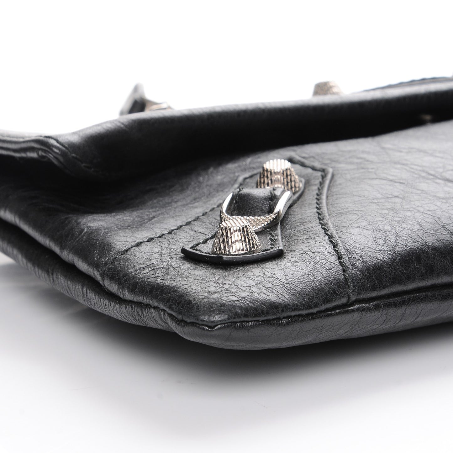 Agneau Giant 12 Silver Hardware Envelope Clutch Black