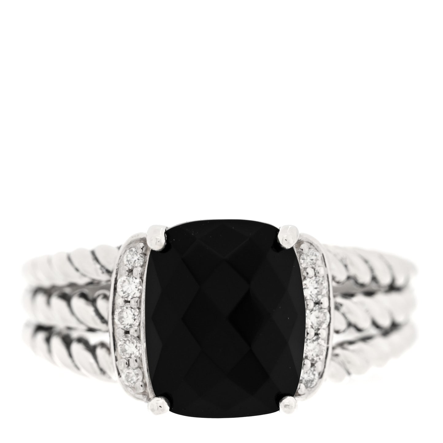 Sterling Silver Diamond Black Onyx 10mm Petite Wheaton Ring 54 6.75
