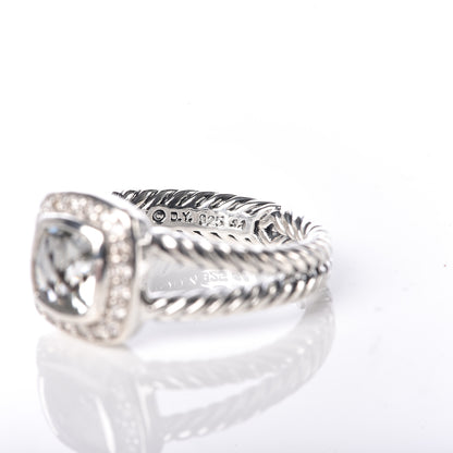 David Yurman Sterling Silver Diamond Prasiolite 7mm Petite Albion Ring 55 7.25 5 of 5