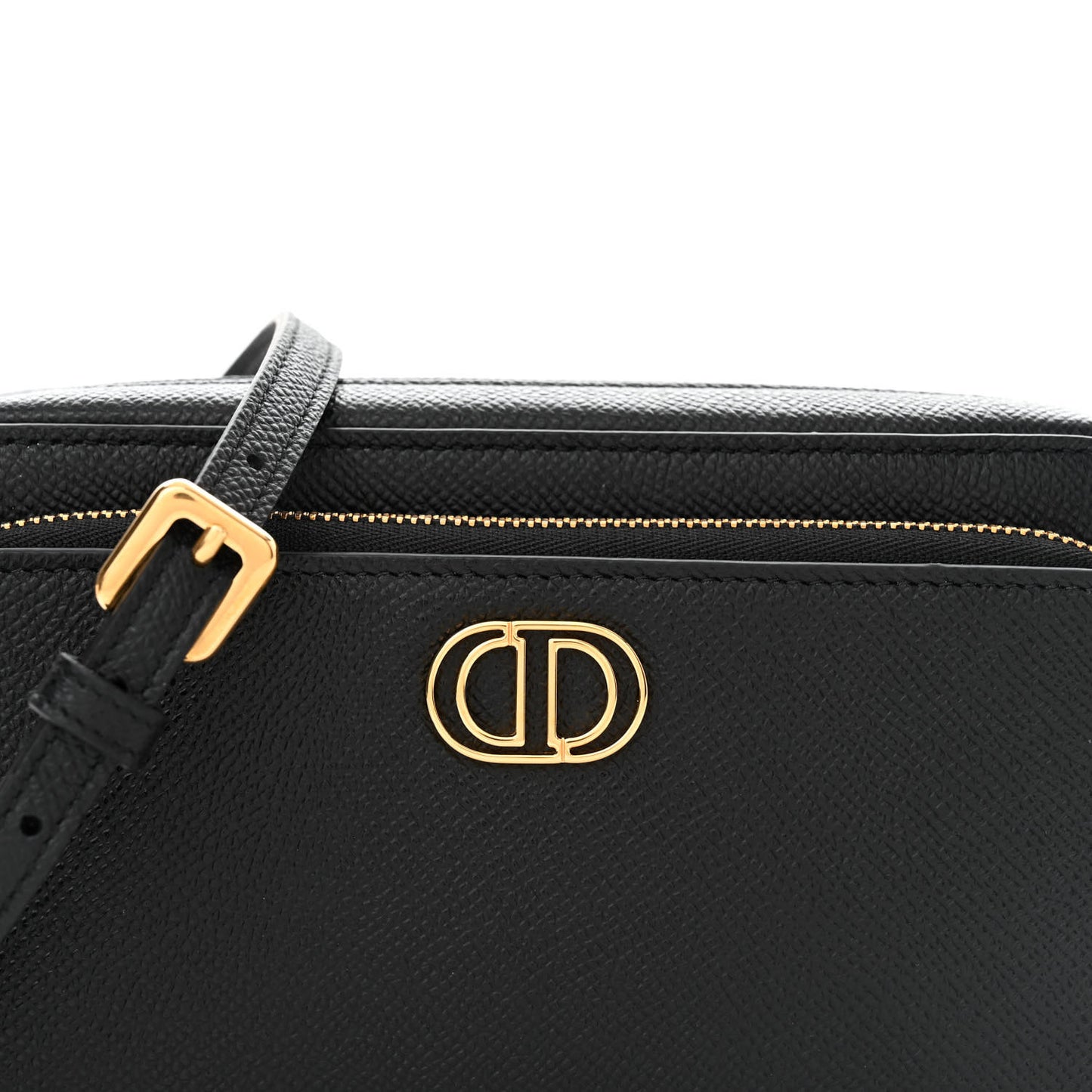 Grained Calfskin Caro Double Pouch Black