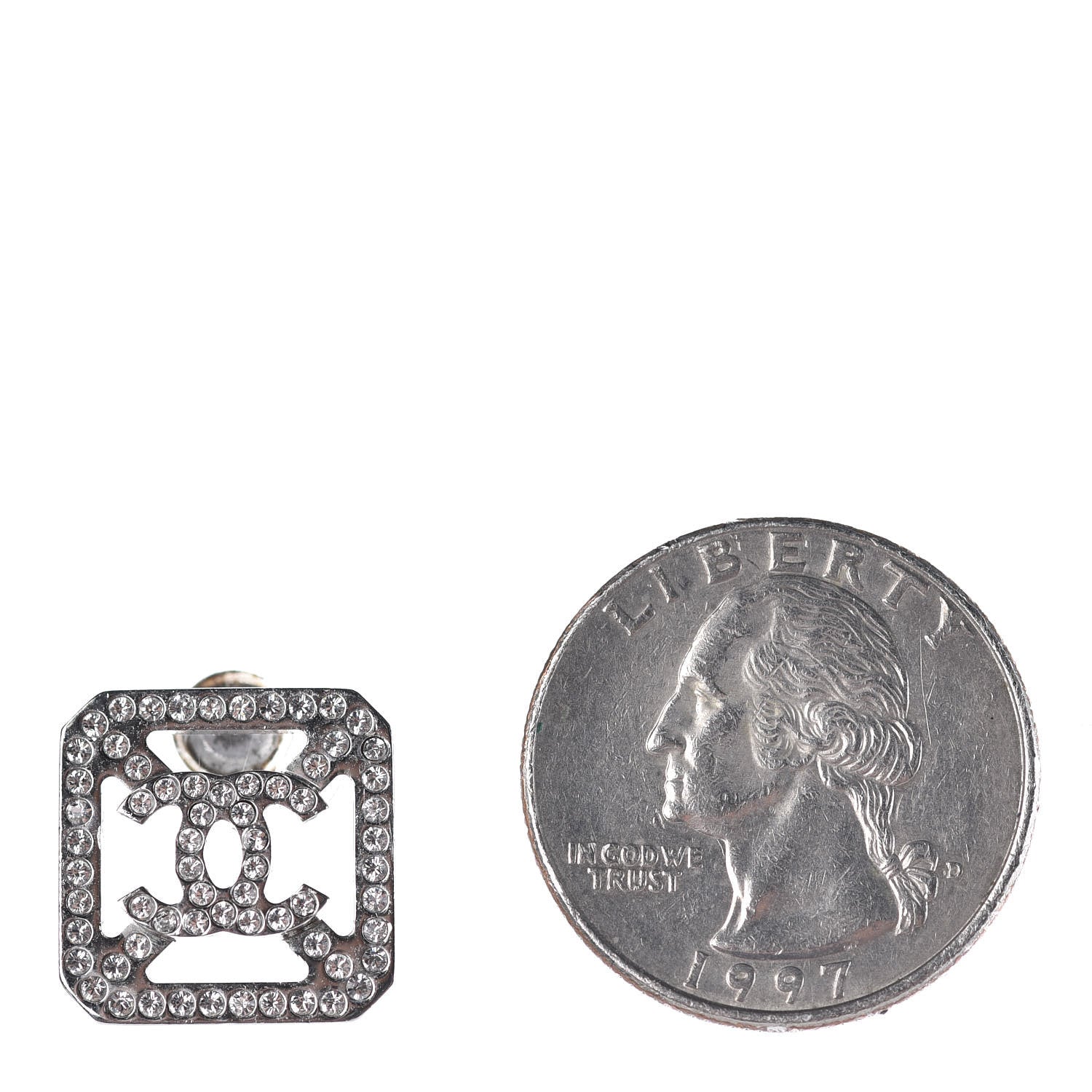 Chanel Crystal CC Earrings Silver 2 of 5