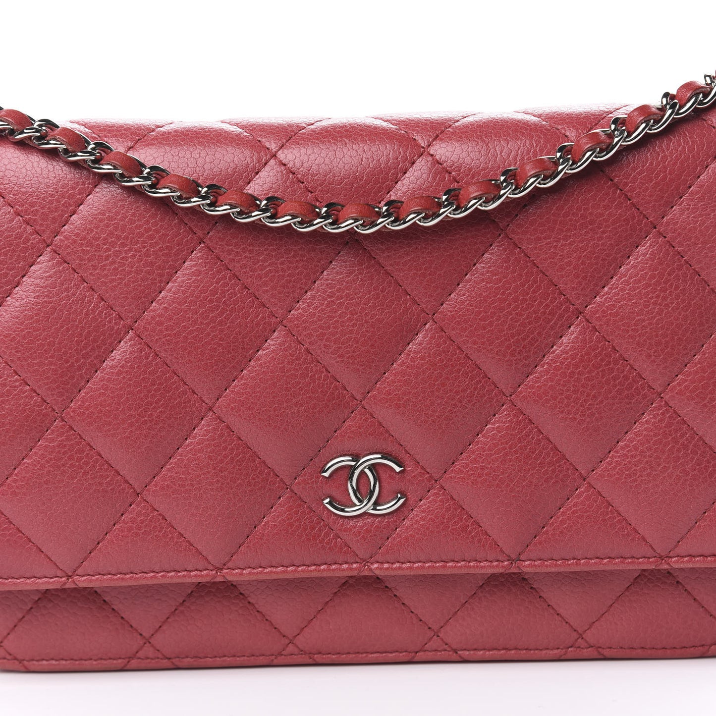 Caviar Quilted Wallet on Chain WOC Red