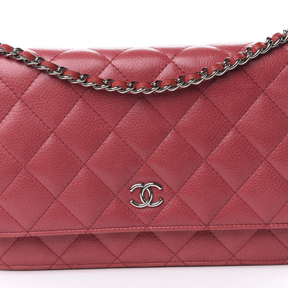 Chanel Caviar Quilted Wallet on Chain WOC Red 10 of 13
