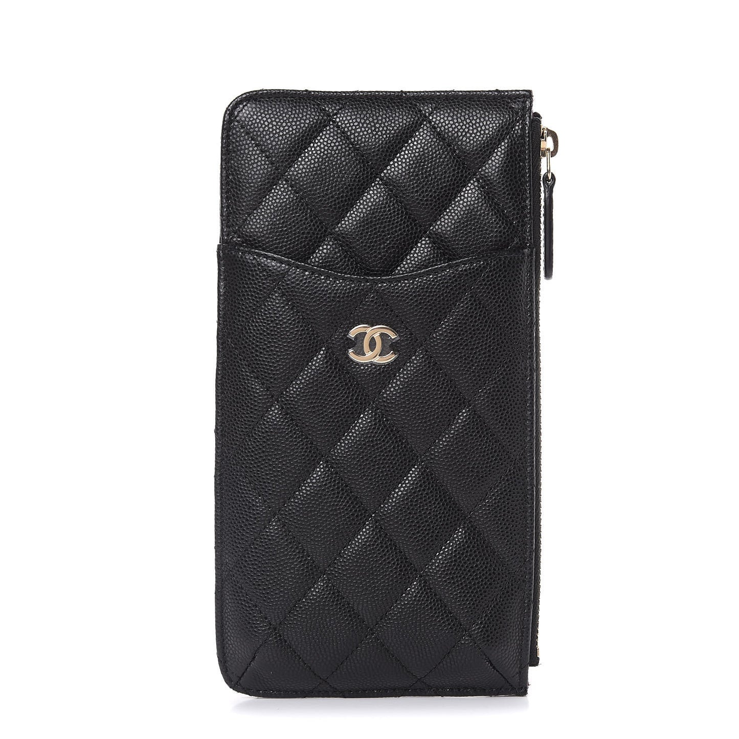 Caviar Quilted Classic Flat Wallet Pouch Black