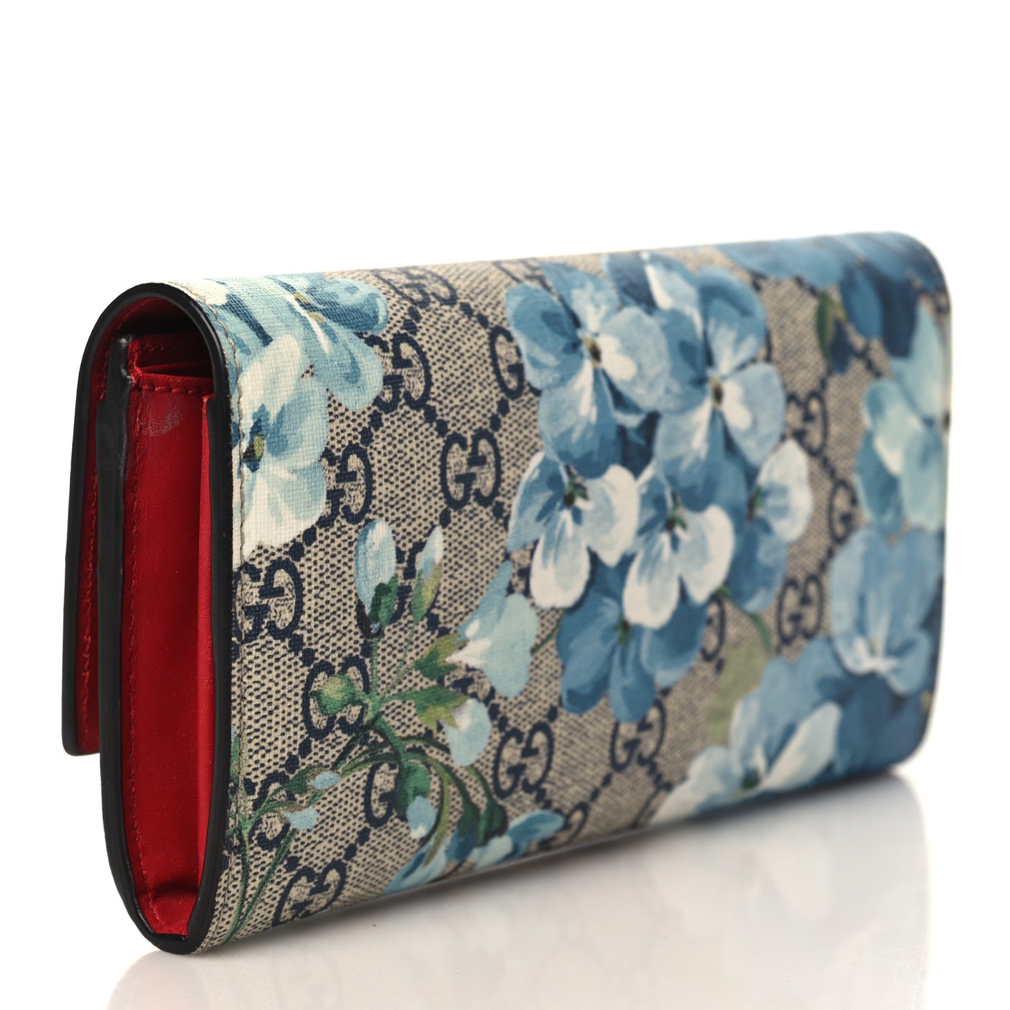 GG Supreme Monogram Blooms Continental Wallet Blue