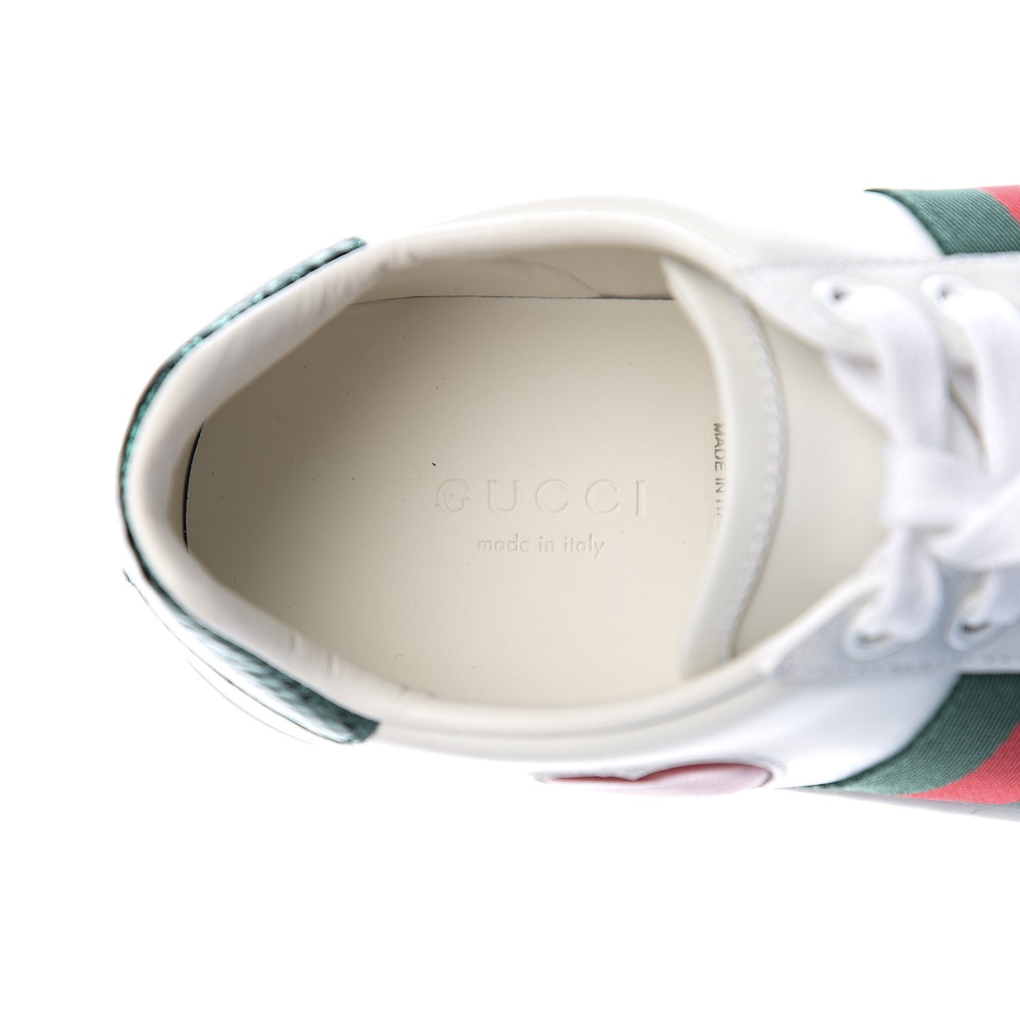 Calfskin Ayers Web Heart Embroidered Womens Ace Sneakers 34 White