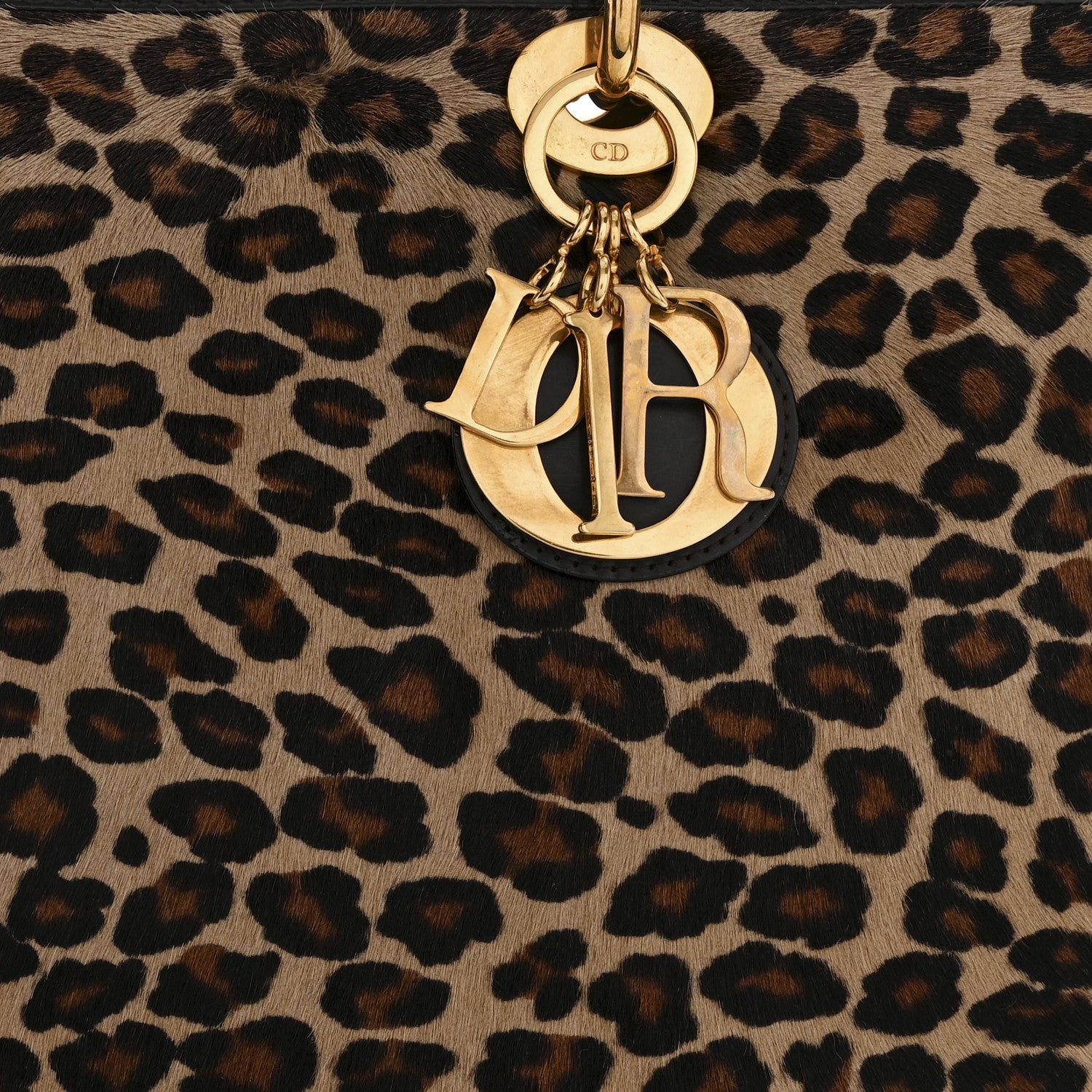 Christian Dior Patent Pony Hair Leopard Print Large Lady Dior Brown 8 of 13