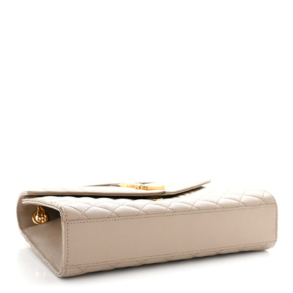 Saint Laurent Grain De Poudre Textured Mixed Matelasse Medium Triquilt Monogram Satchel Dark Latte 4 of 15
