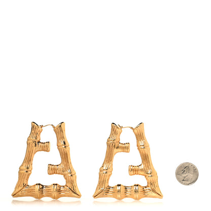 Fendi Metal FF Bamboo Hoop Earrings Gold 2 of 5