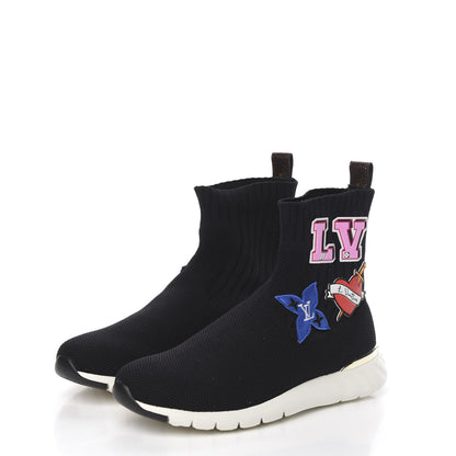Louis Vuitton Stretch Fabric LV Black Heart Sock Sneaker 36 Black 3 of 8