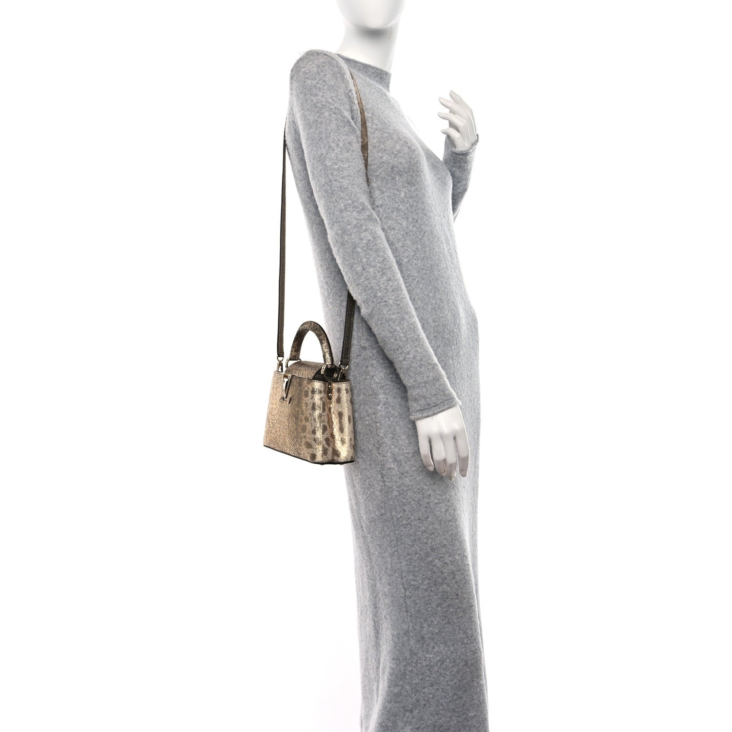 Louis Vuitton Metallic Lizard Capucines Mini Gold 2 of 8