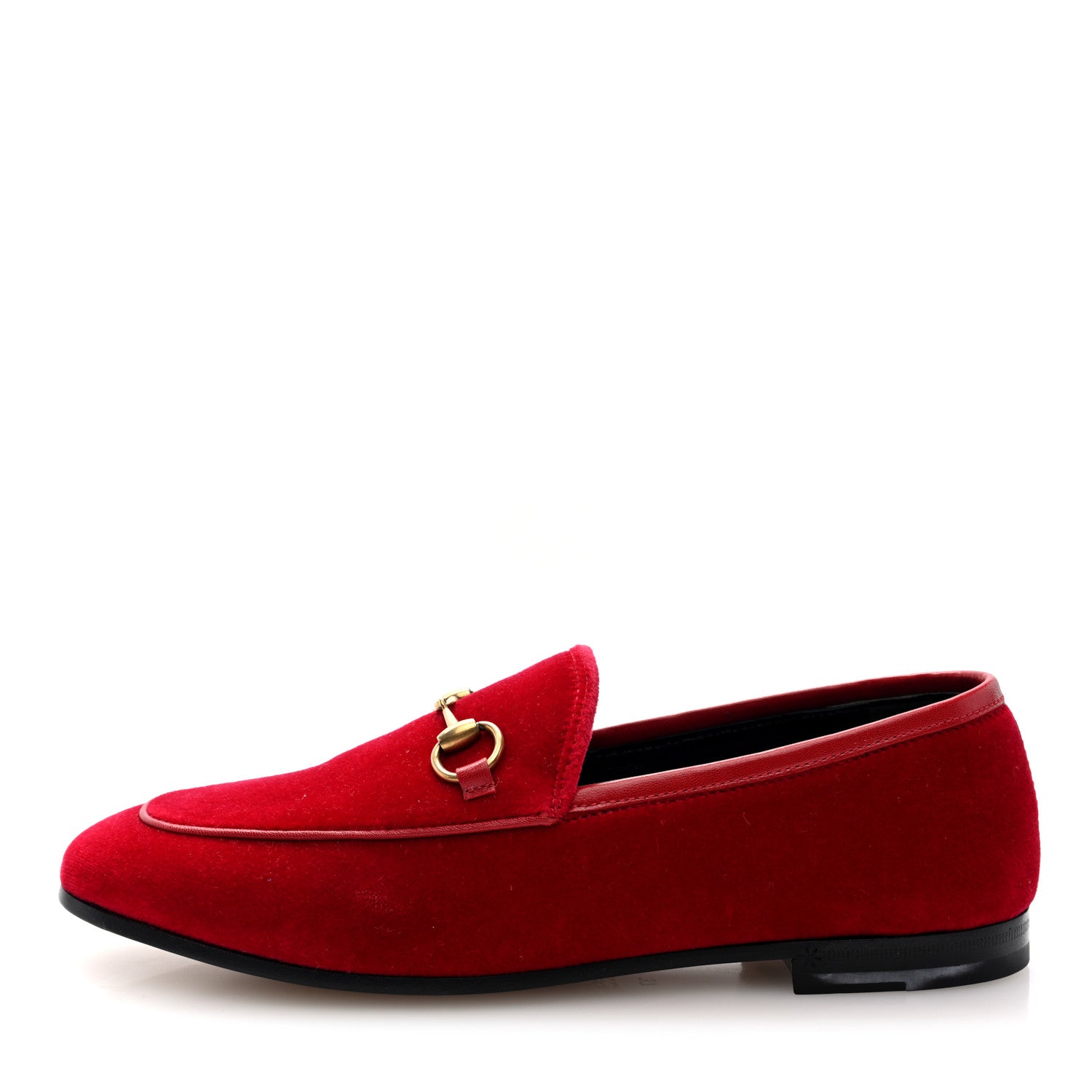Gucci Velvet Horsebit Womens Jordaan Loafers 37 Hibiscus Red 1 of 9