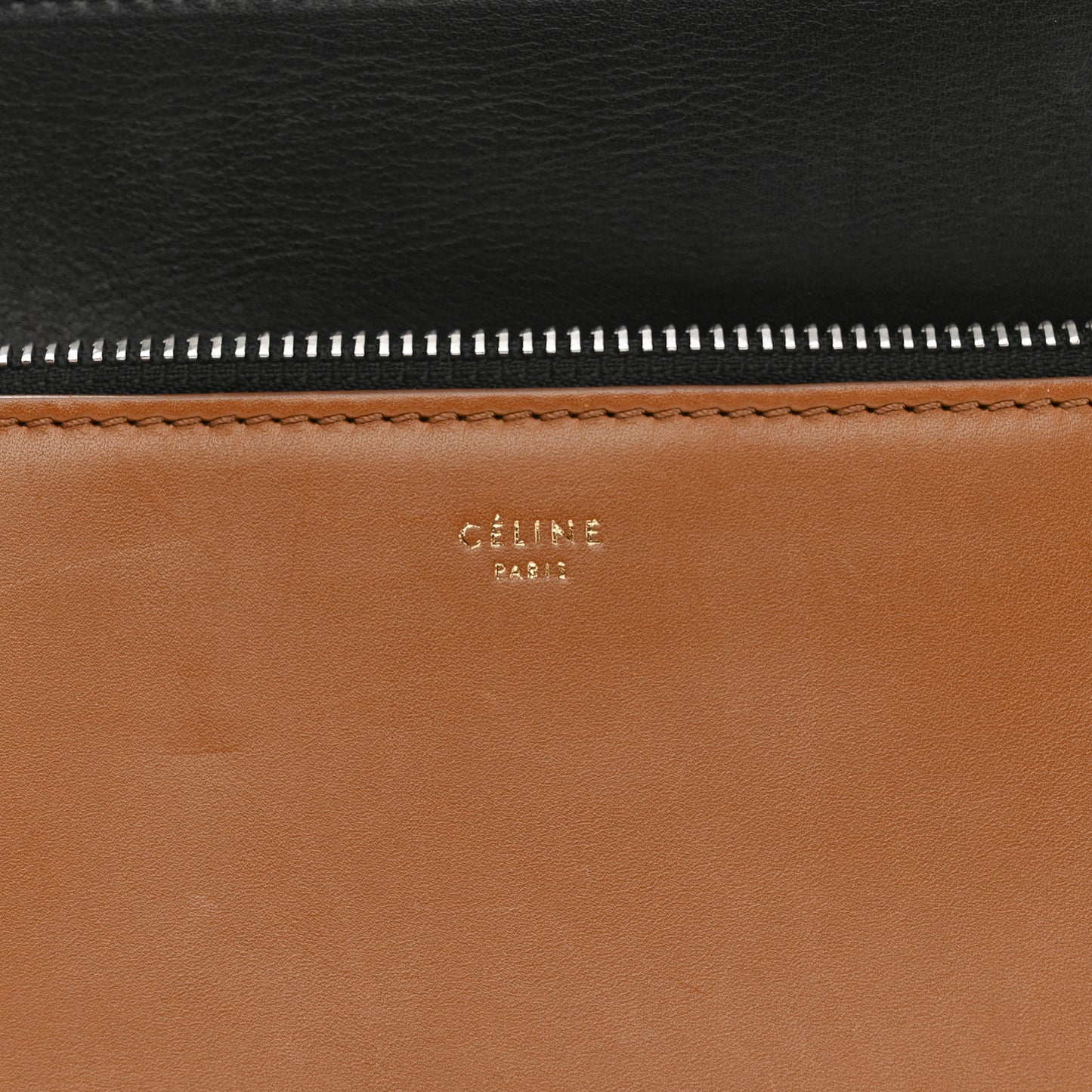 Smooth Calfskin Medium Tri-Color Edge Shoulder Bag Tan