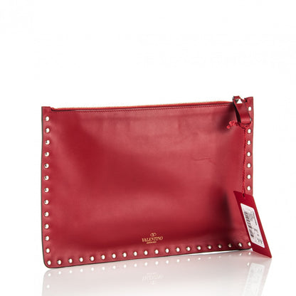 Valentino Garavani Vitello Large Rockstud Zip Pouch Red 3 of 6