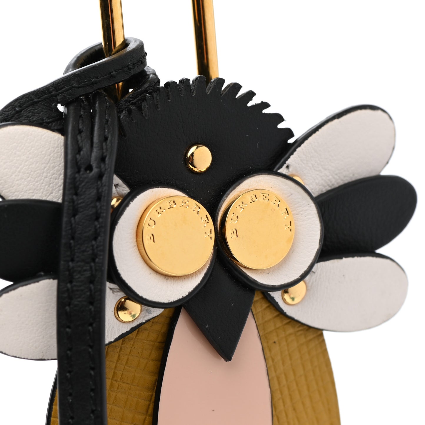 Calfskin Owl Pom Pom Lock Charm Black