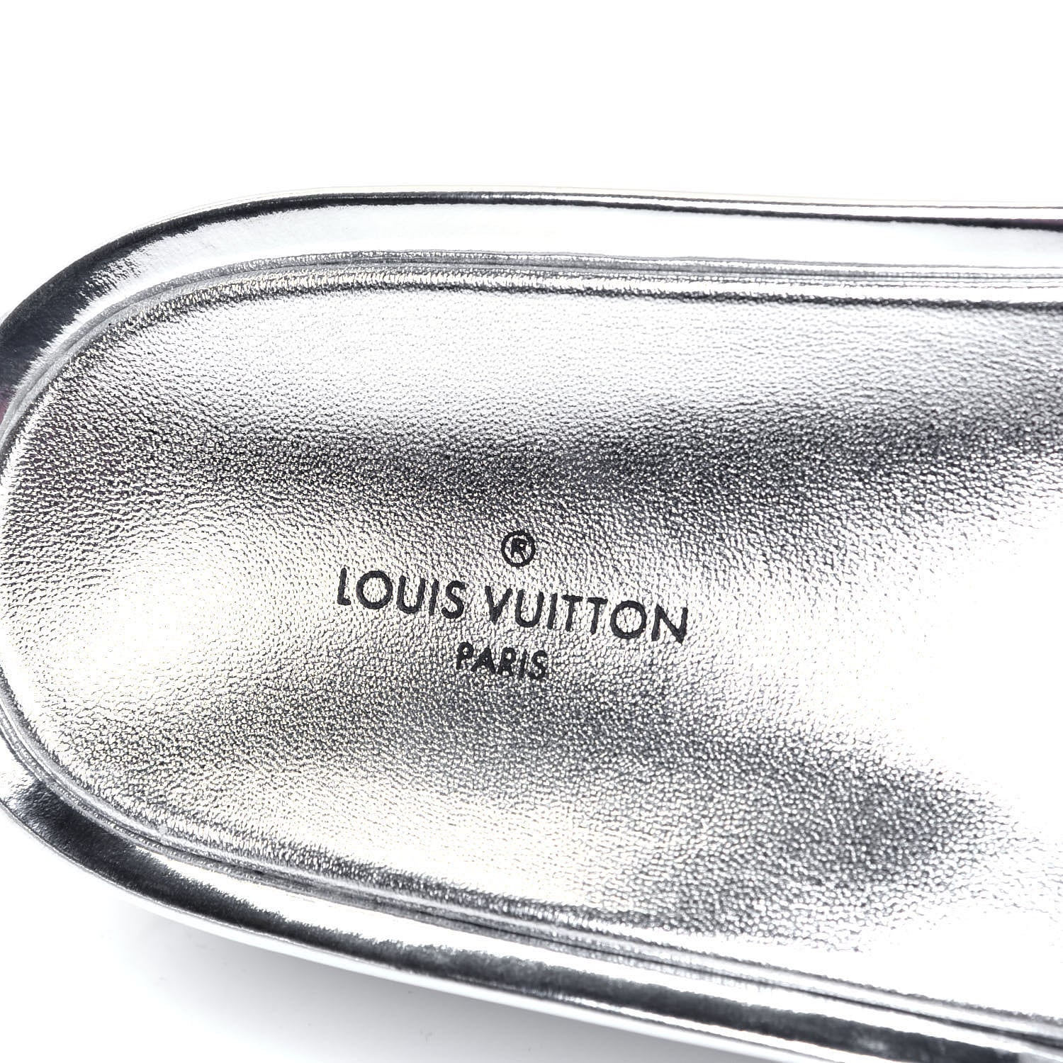 Louis Vuitton Metallic Lambskin Embossed Monogram Jumbo Flatform Mule Sandals 37 Silver 9 of 11