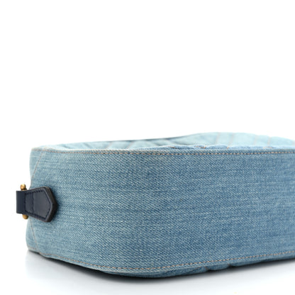 Gucci Denim Matelasse Small Pearly GG Marmont Chain Shoulder Bag Blue 9 of 11