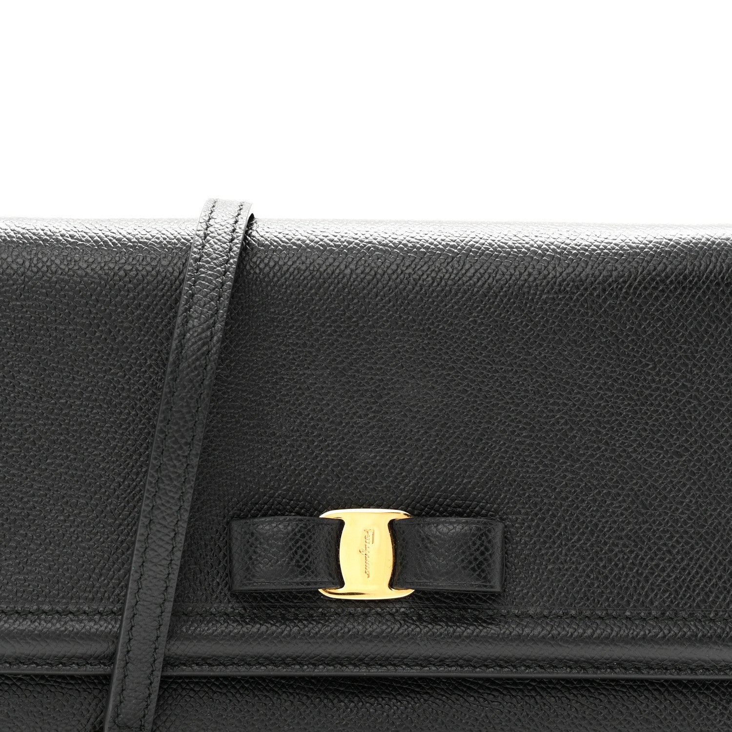 Salvatore Ferragamo Hammered Calfskin Vara Bow Mini Bag Black 7 of 9