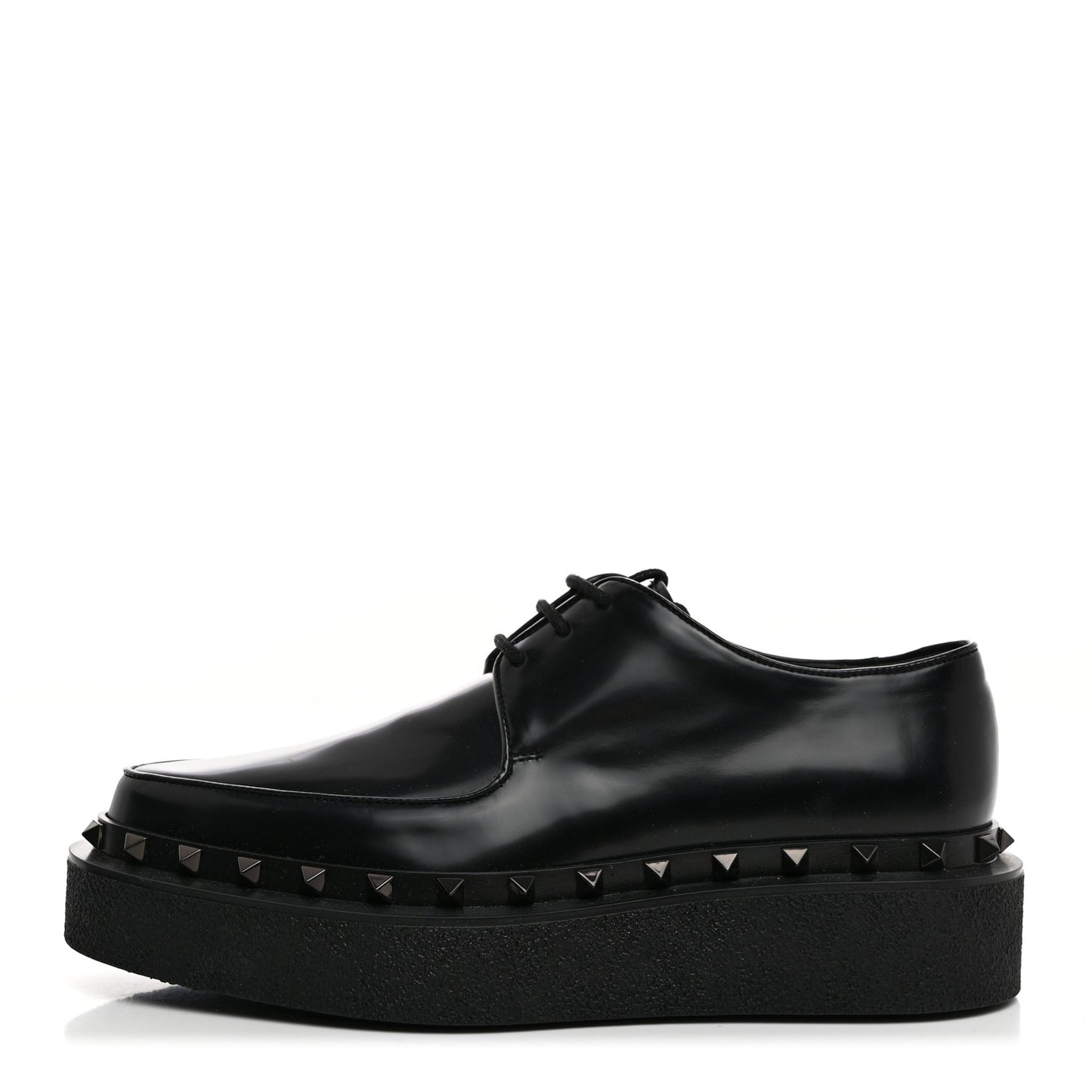 Calfskin Rockstud Womens M-Way Derby Loafers 38 Black