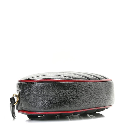 Gucci Azalea Calfskin Matelasse Diagonal Torchon GG Marmont Belt Bag 75 30 Black Romantic Cerise 4 of 12