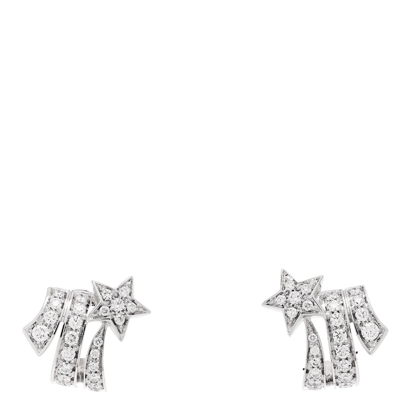 18K White Gold Diamond Etoile Filante Earrings