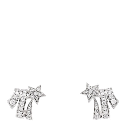 Chanel 18K White Gold Diamond Etoile Filante Earrings 1 of 5