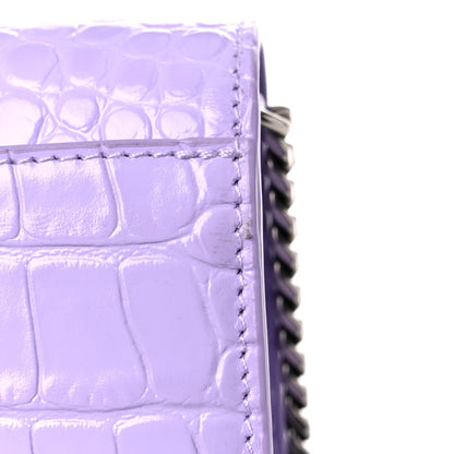 Balenciaga Shiny Calfskin Crocodile Embossed Hourglass Chain Bag Lilac 11 of 13