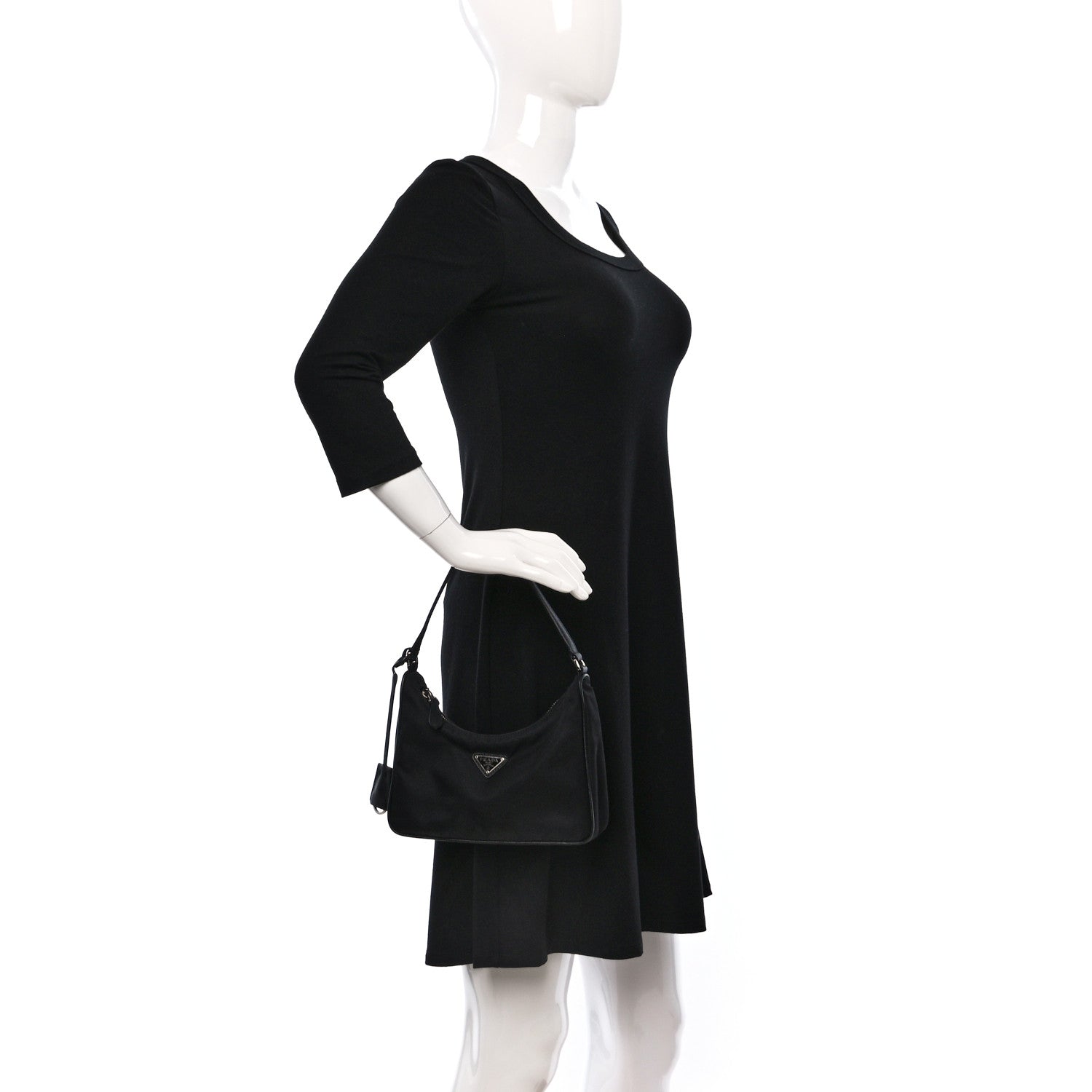 Prada Tessuto Nylon Saffiano Mini Re-Edition 2005 Bag Black 3 of 9