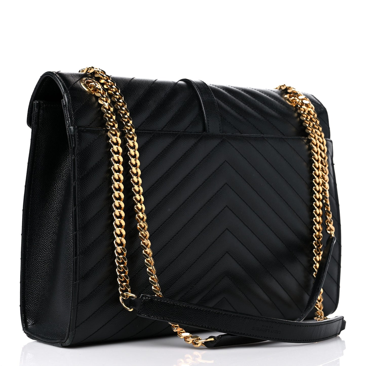 Grain De Poudre Matelasse Chevron Large Monogram Satchel Black