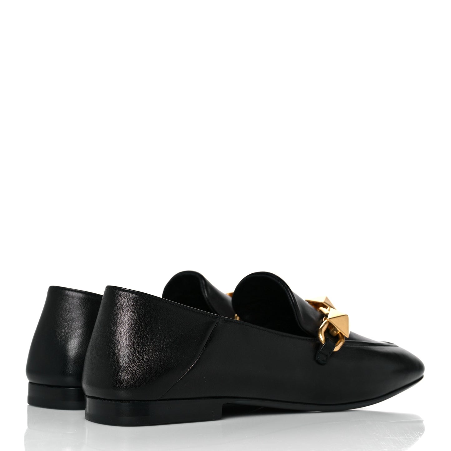 Nappa Stud Sign Loafers 38.5 Black