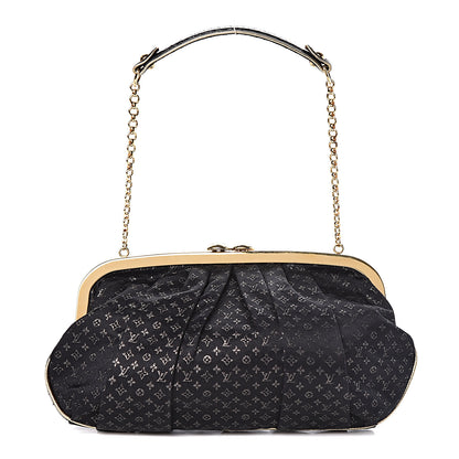 Louis Vuitton Satin Monogram Aumoniere Clutch Black 2 of 9