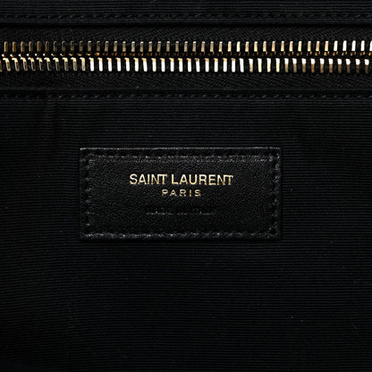 Saint Laurent Canvas Calfskin Leopard Print Rive Gauche Noe Tote Natural Black 6 of 13