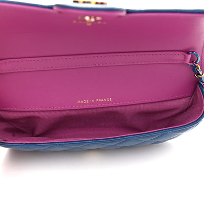 Chanel Lambskin Quilted Glasses Case With Chain Blue Purple 5 of 9
