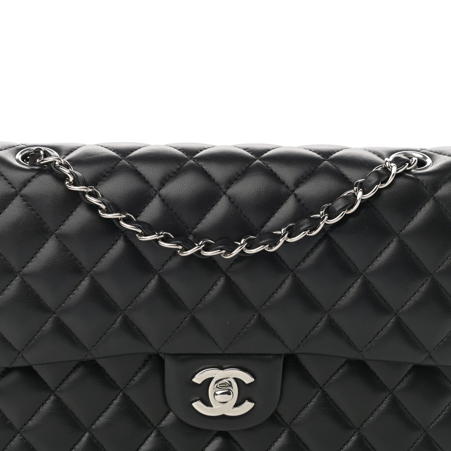 Chanel Lambskin Quilted Medium Double Flap Black 7 of 12