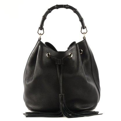 Gucci Pebbled Calfskin Miss Bamboo Bucket Bag Black 1 of 7