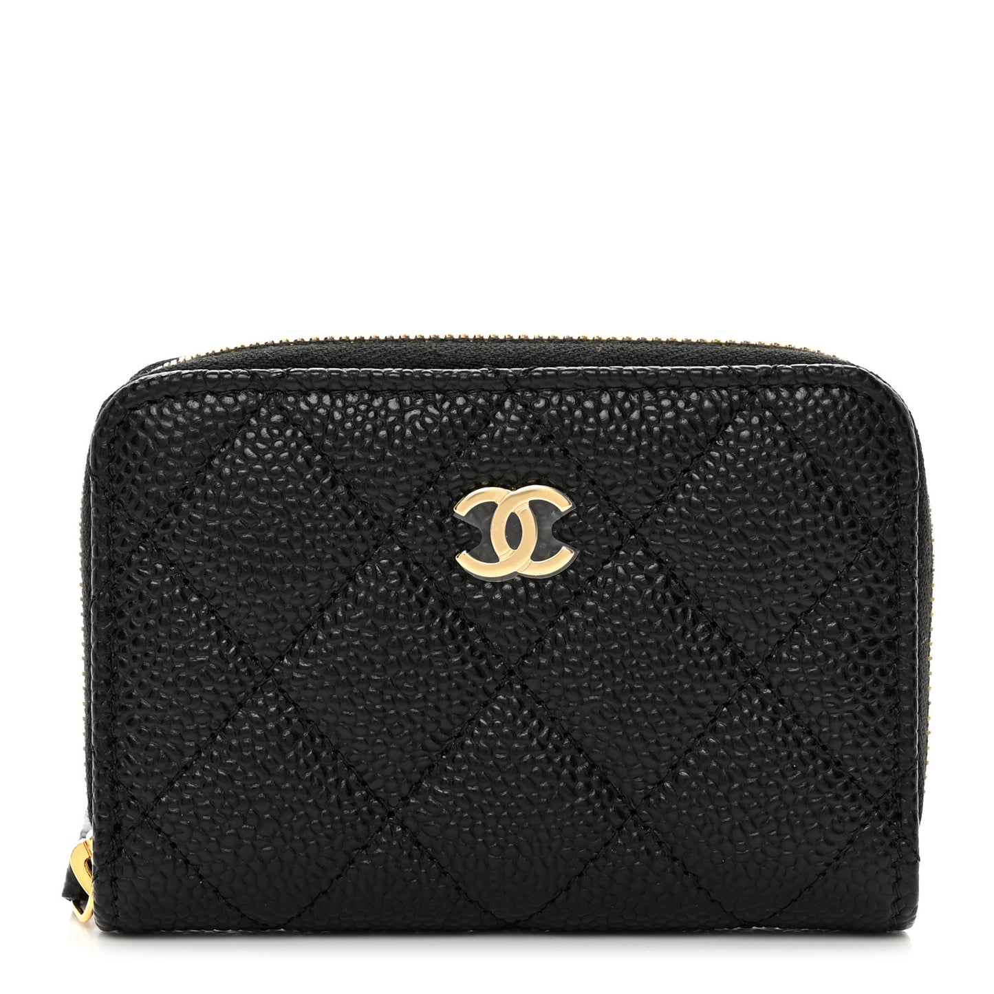 Caviar Quilted Zip Coin Purse Black