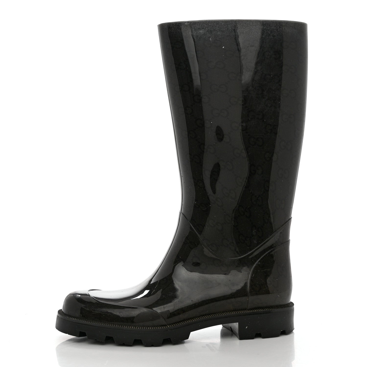 Gucci Rubber Monogram Rain Boots 36 Black 1 of 10