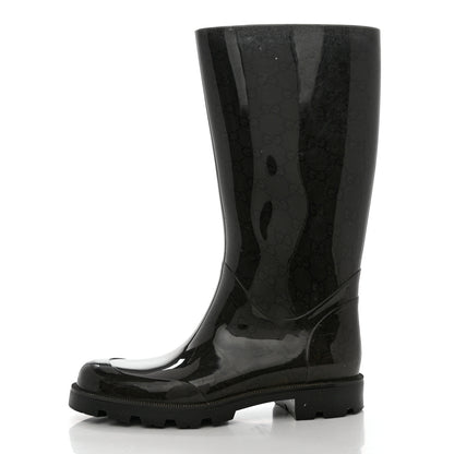 Gucci Rubber Monogram Rain Boots 36 Black 1 of 10