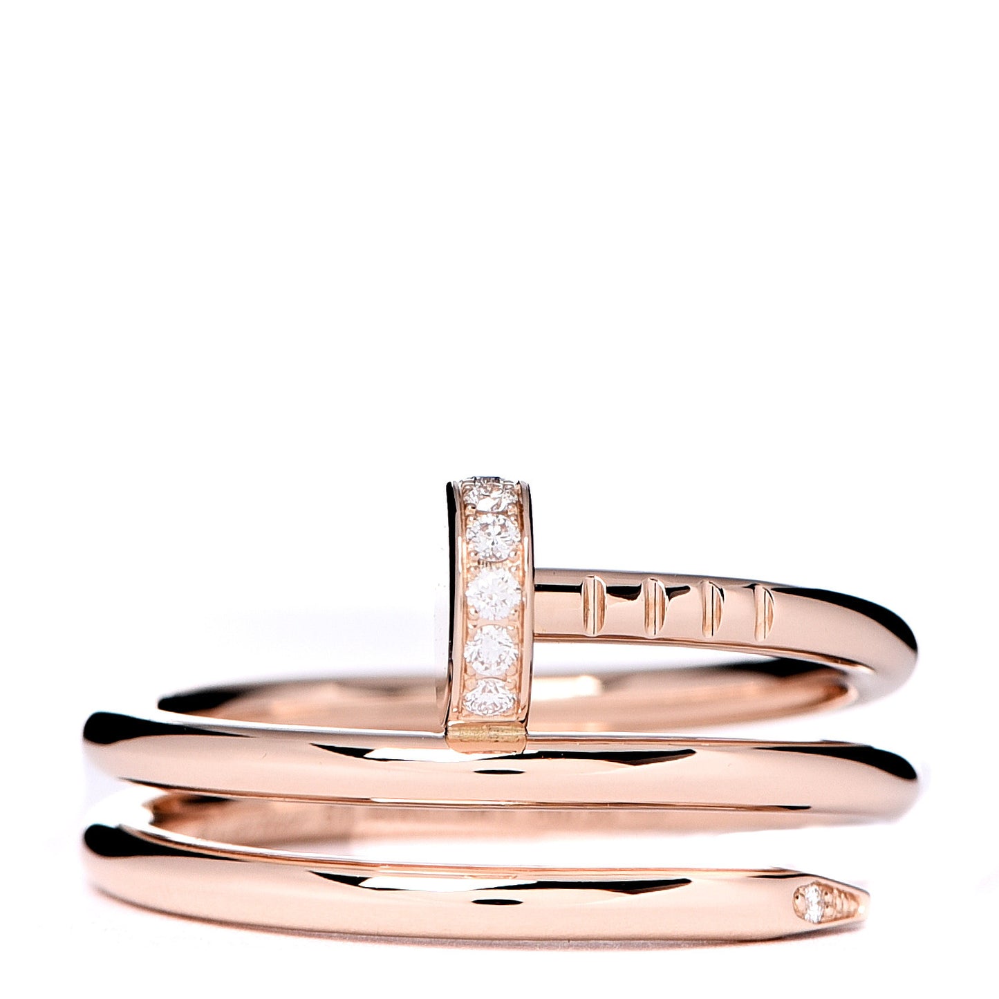 18K Pink Gold Diamond Double Juste Un Clou Ring 51 5.75