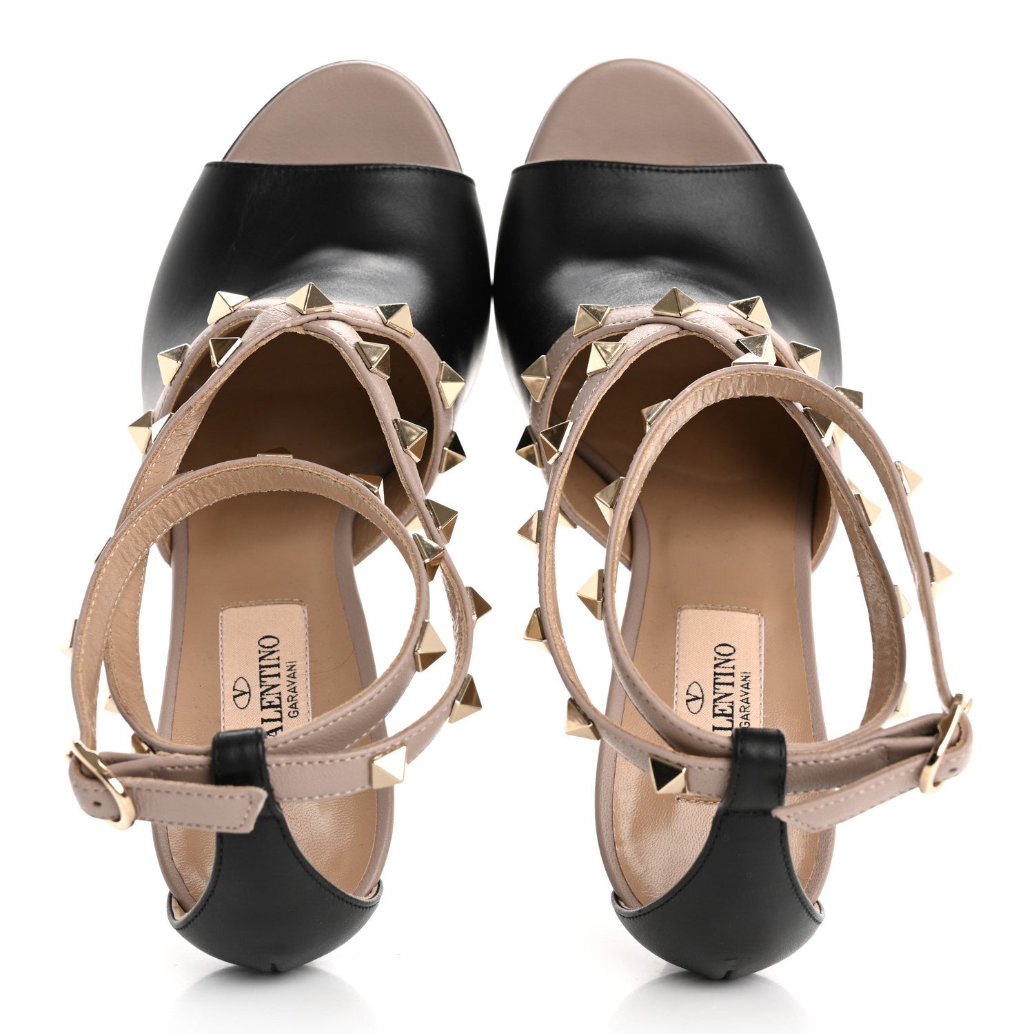 Valentino Garavani Calfskin Rockstud Strap Sandals 37 Black Poudre 2 of 11
