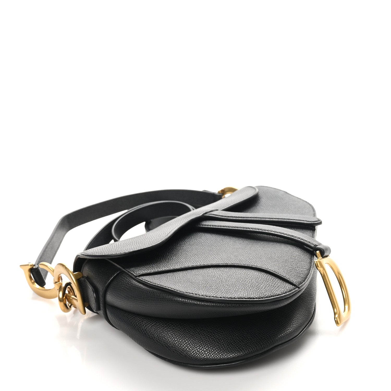 Christian Dior Grained Calfskin Saddle Bag With Strap Black 4 of 10