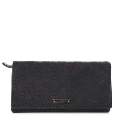 Gucci Monogram Metal Bar Chain Wallet Black 1 of 8