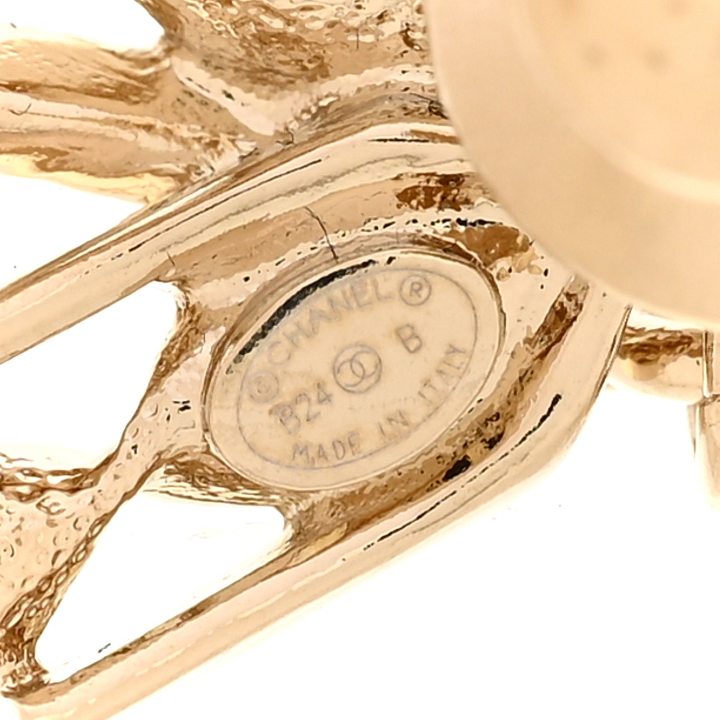 Crystal CC Bow Drop Brooch Gold