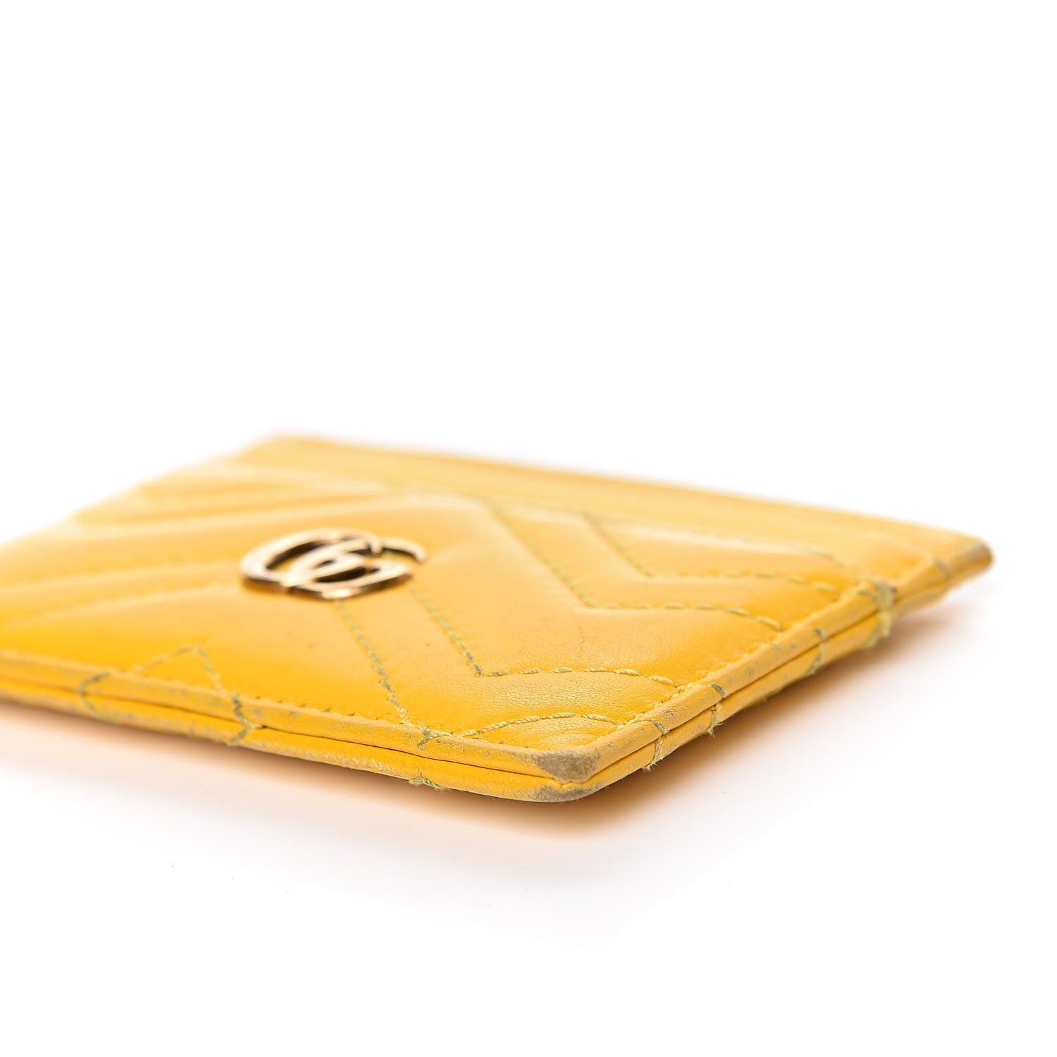 Gucci Calfskin Matelasse GG Marmont Card Holder Stone Topaz 8 of 13