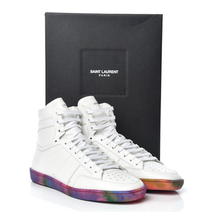 Saint Laurent Calfskin Mens Signature Court Classic SL/10H High Top Sneakers 41.5 Off White Multicolor Tie-Dye 9 of 9