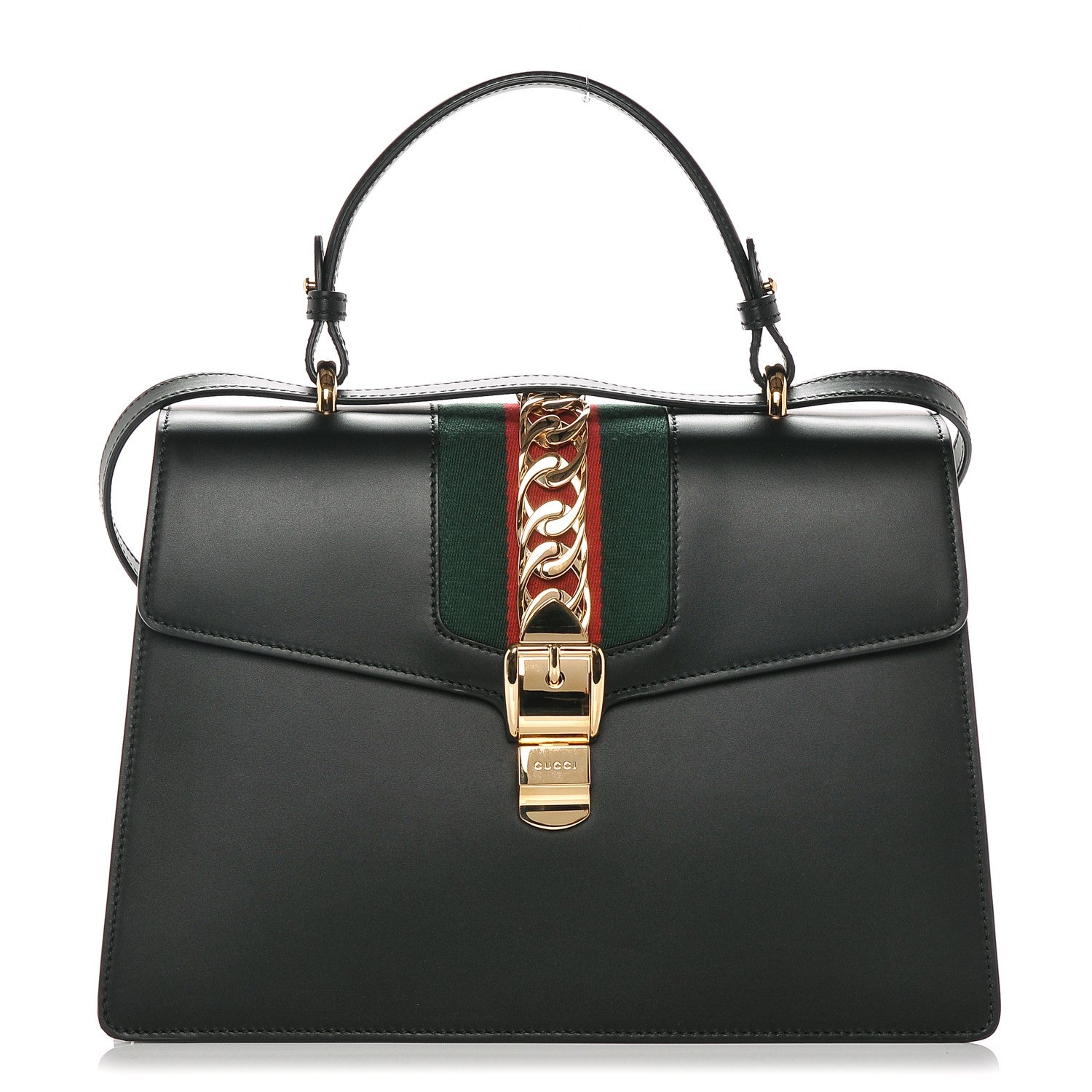 Gucci Calfskin Medium Sylvie Top Handle Bag Black 1 of 7