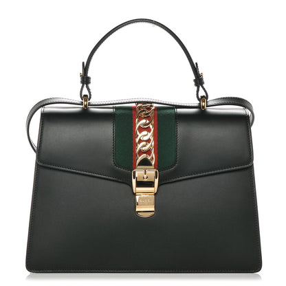 Gucci Calfskin Medium Sylvie Top Handle Bag Black 1 of 7
