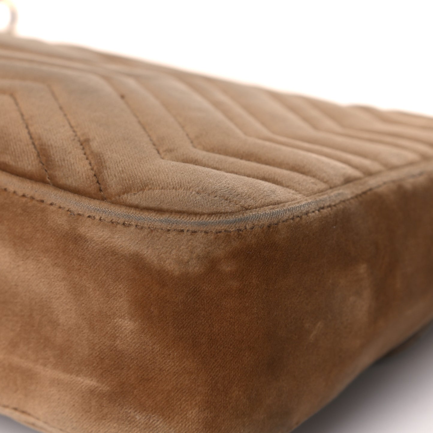 Velvet Matelasse Medium GG Marmont Shoulder Bag Taupe