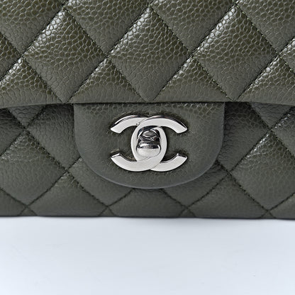 Chanel Caviar Quilted Medium Double Flap Dark Green 9 of 12